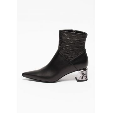 Botine de piele cu logo brodat K-Blok Botine de piele cu logo brodat K-Blok