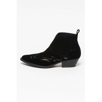 Botine de piele intoarsa cu garnituri de piele Dakota Botine de piele intoarsa cu garnituri de piele Dakota