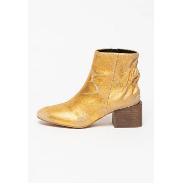 Botine de piele intoasa cu aspect metalizat Jaynet Mab Botine de piele intoasa cu aspect metalizat Jaynet Mab