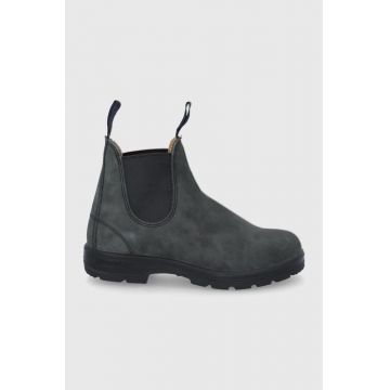 Blundstone botine din piele intoarsa femei, culoarea gri, cu toc plat