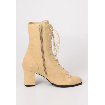 Botine de piele intoarsa cu toc masiv Botine de piele intoarsa cu toc masiv