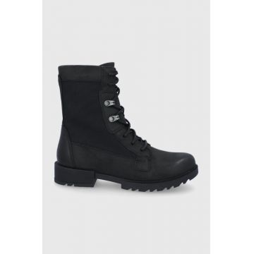 Sorel botine EMELIE femei, culoarea negru, cu toc plat