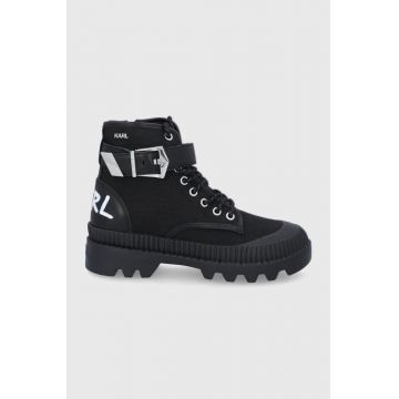 Karl Lagerfeld botine Trekka Ii femei, culoarea negru, cu platforma Karl Lagerfeld botine Trekka Ii femei, culoarea negru, cu platforma