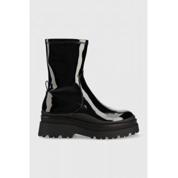 Aldo botine Bigshot femei, culoarea negru, cu toc plat Aldo botine Bigshot femei, culoarea negru, cu toc plat