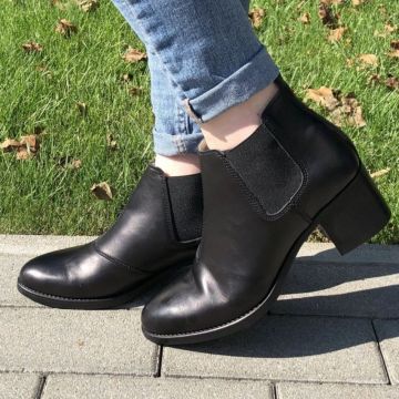 Botine din piele naturala 454 Negru