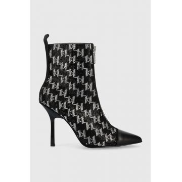 Karl Lagerfeld botine Sarabande femei, culoarea negru, cu toc cui Karl Lagerfeld botine Sarabande femei, culoarea negru, cu toc cui