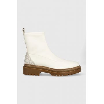MICHAEL Michael Kors botine Comet femei, culoarea bej, cu toc plat MICHAEL Michael Kors botine Comet femei, culoarea bej, cu toc plat