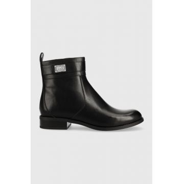 MICHAEL Michael Kors cizme de piele Padma femei, culoarea negru, cu toc plat