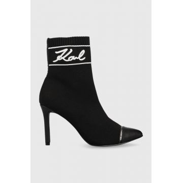 Karl Lagerfeld botine Pandara femei, culoarea negru, cu toc cui Karl Lagerfeld botine Pandara femei, culoarea negru, cu toc cui