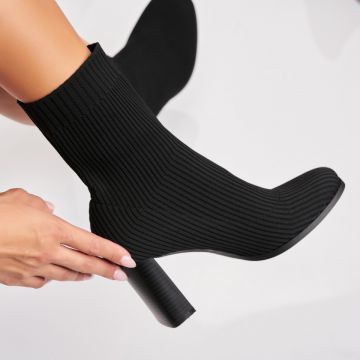 Botine dama Imblanite Negre din Textil Parydice