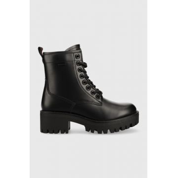 Cross Jeans botine femei, culoarea negru, cu toc drept, izolare usoara Cross Jeans botine femei, culoarea negru, cu toc drept, izolare usoara