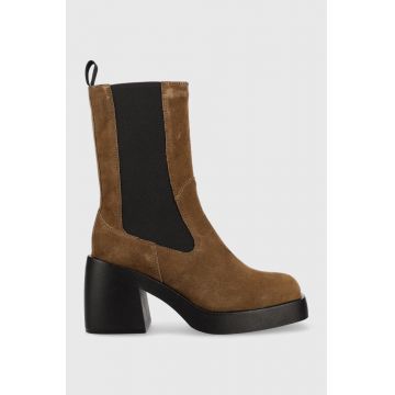 Vagabond botine din piele intoarsa Brooke femei, culoarea maro, cu toc drept Vagabond botine din piele intoarsa Brooke femei, culoarea maro, cu toc drept