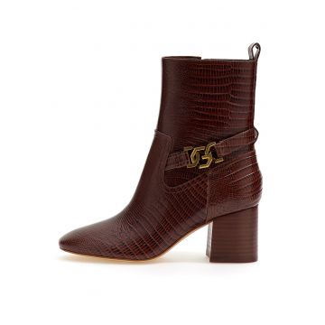 Botine de piele cu model reptila Botine de piele cu model reptila