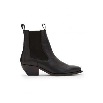 Botine de piele cu toc inalt Botine de piele cu toc inalt