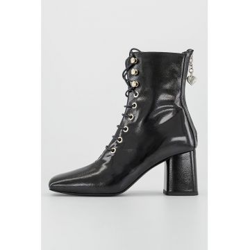 Botine de piele cu toc masiv Botine de piele cu toc masiv