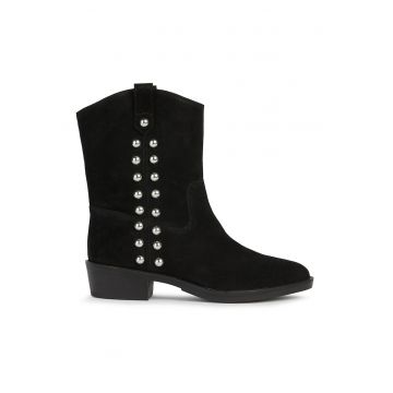 Botine de piele intoarsa cu toc cubanez Botine de piele intoarsa cu toc cubanez