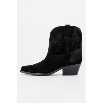 Botine western de piele intoarsa Texen