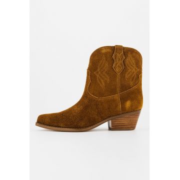 Botine western de piele intoarsa Texen