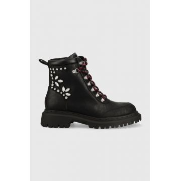 Desigual botine Scale Jewels femei, culoarea negru, cu platforma Desigual botine Scale Jewels femei, culoarea negru, cu platforma