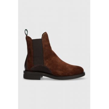 Gant botine din piele intoarsa Aimlee femei, culoarea maro, cu toc plat Gant botine din piele intoarsa Aimlee femei, culoarea maro, cu toc plat