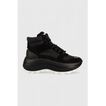 Tory Burch botine Adventure femei, culoarea negru, cu platforma Tory Burch botine Adventure femei, culoarea negru, cu platforma