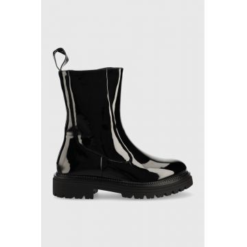 Answear Lab botine femei, culoarea negru, cu toc plat, izolare usoara Answear Lab botine femei, culoarea negru, cu toc plat, izolare usoara