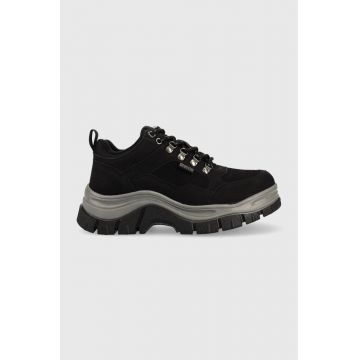Big Star botine femei, culoarea negru, cu toc plat Big Star botine femei, culoarea negru, cu toc plat