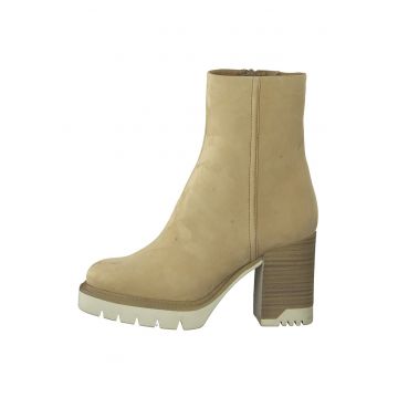 Botine de piele nabuc cu toc masiv Botine de piele nabuc cu toc masiv