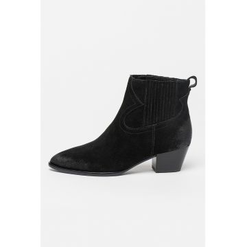 Botine din piele intoarsa cu toc masiv Harper Botine din piele intoarsa cu toc masiv Harper
