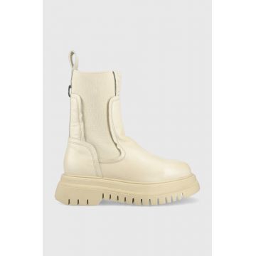 Buffalo ghete chelsea de piele Shade Sock Chelsea femei, culoarea bej, cu platforma