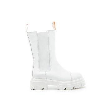 Charles Footwear botine din piele intoarsa femei, culoarea alb, cu platforma Charles Footwear botine din piele intoarsa femei, culoarea alb, cu platforma