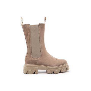 Charles Footwear botine din piele intoarsa femei, culoarea bej, cu platforma Charles Footwear botine din piele intoarsa femei, culoarea bej, cu platforma