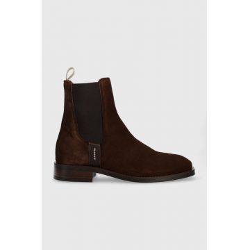 Gant botine din piele intoarsa Fayy femei, culoarea maro, cu toc plat Gant botine din piele intoarsa Fayy femei, culoarea maro, cu toc plat