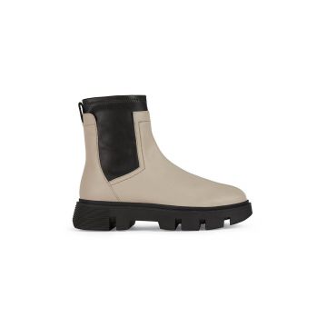 Geox botine Vilde femei, culoarea bej, cu platforma Geox botine Vilde femei, culoarea bej, cu platforma