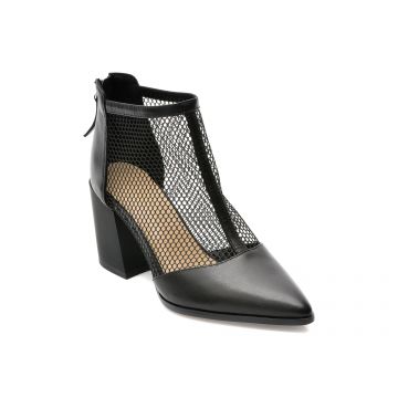 Botine EPICA negre, P6004, din material textil si piele naturala