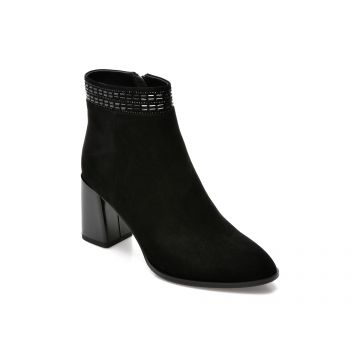 Botine EPICA negre, QV00056, din piele intoarsa