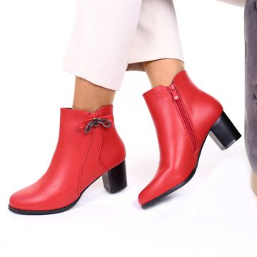 Botine piele ecologica rosii Ramona