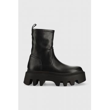 Buffalo botine Flora Sockboot femei, culoarea negru, cu platforma Buffalo botine Flora Sockboot femei, culoarea negru, cu platforma