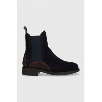 Gant botine din piele intoarsa Aimlee femei, culoarea albastru marin, cu toc plat Gant botine din piele intoarsa Aimlee femei, culoarea albastru marin, cu toc plat
