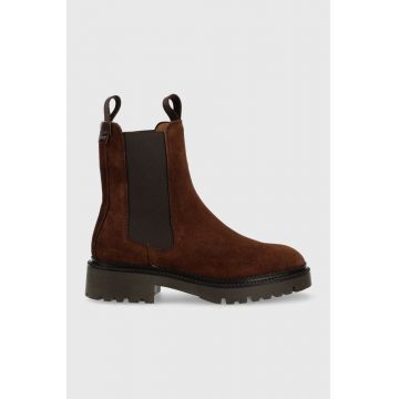 Gant botine din piele intoarsa Kelliin femei, culoarea maro, cu toc plat Gant botine din piele intoarsa Kelliin femei, culoarea maro, cu toc plat