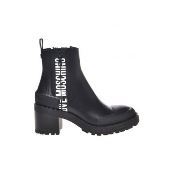 Botine din piele cu toc masiv Botine din piele cu toc masiv