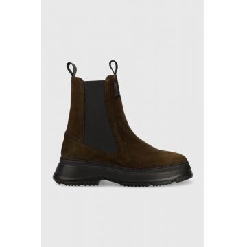 Gant botine din piele intoarsa Janebi femei, culoarea maro, cu toc plat Gant botine din piele intoarsa Janebi femei, culoarea maro, cu toc plat