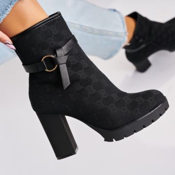 Botine dama Imblanite Negre din Textil Wrenly