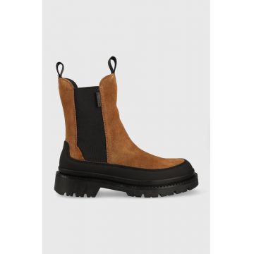 Gant botine din piele intoarsa Prepnovo femei, culoarea maro, cu platforma Gant botine din piele intoarsa Prepnovo femei, culoarea maro, cu platforma