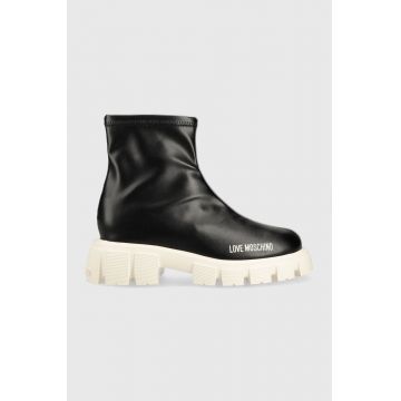 Love Moschino botine femei, culoarea negru, cu platforma Love Moschino botine femei, culoarea negru, cu platforma