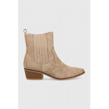 Answear Lab botine femei, culoarea bej, cu toc drept Answear Lab botine femei, culoarea bej, cu toc drept