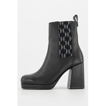 Botine Chelsea de piele cu toc masiv Botine Chelsea de piele cu toc masiv