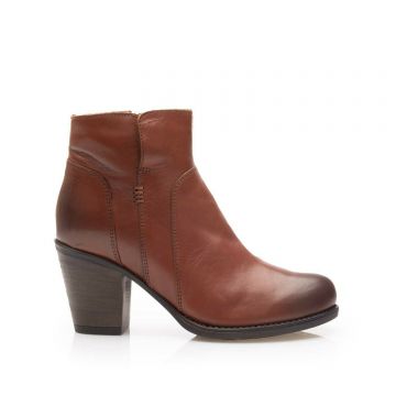 Botine dama din piele naturala, Leofex - 065 Cognac box