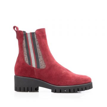 Botine dama din piele naturala , Leofex - 555 Visiniu velur