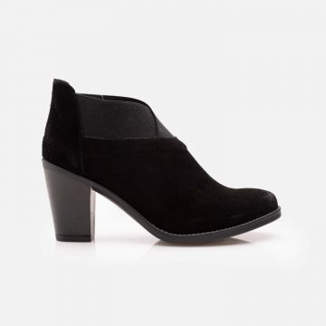 Botine dama din piele naturala,Leofex - 9105 negru velur